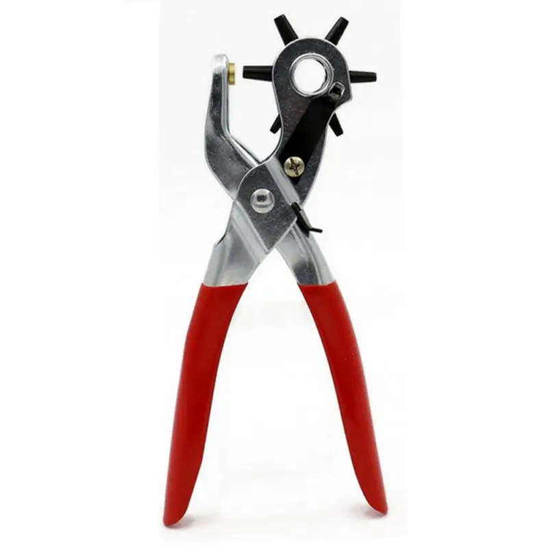 9inch Revolving Leather Punch Plier 6 Sizes Round Hole Perforator Tool Make Hole Puncher for Watchband Card Leather Belt