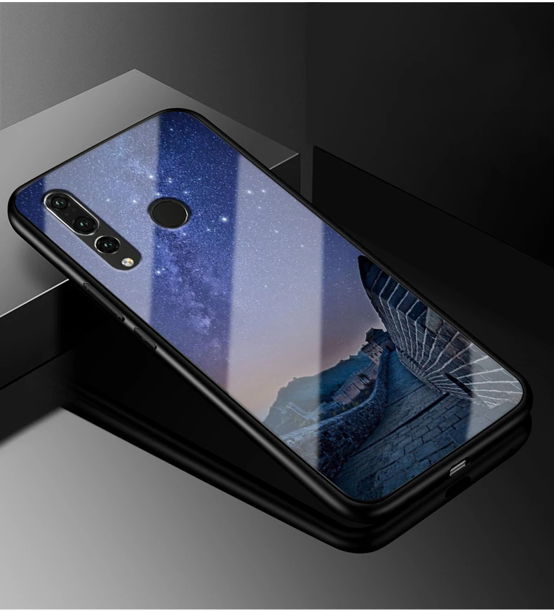 Для Huawei Honor 10i чехол Honor 10i PC Пластиковый стеклянный чехол для телефона черный ТПУ бампер чехол для Huawei Honor 10i HRY-LX1T 10 i чехол