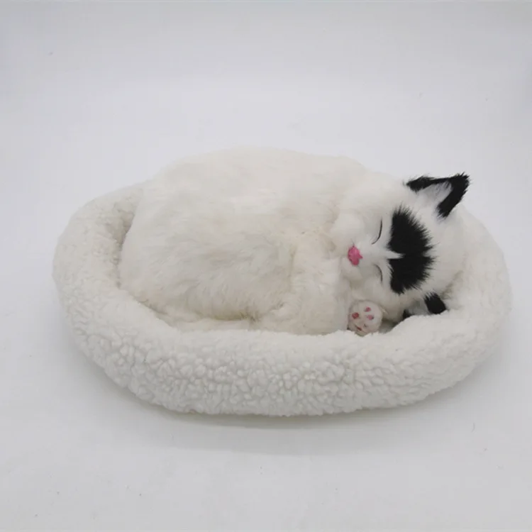 Новая модель дышащей кошки из полиэтилена и меха Спящая кошка кукла украшение
