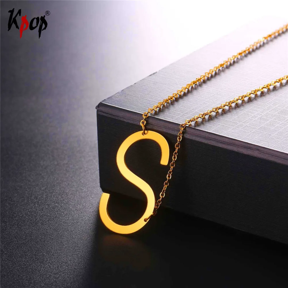 Подвеска с буквой S из нержавеющей стали Kpop чокер цепочкой золотого/черного цвета