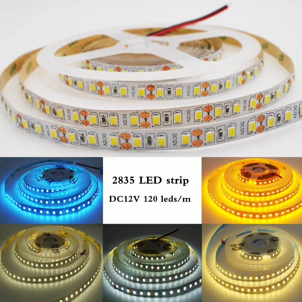 Гибкая светодиодная лента 5 м DC 12V2835 SMD 120 светодиодов/м без водонепроницаемости