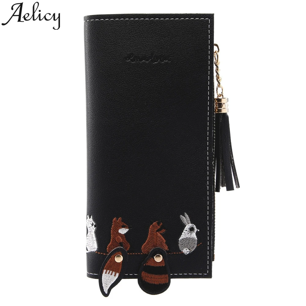 Aelicy 2019 модный длинный кошелек с лисьим котом кисточкой кожаные женские кошельки