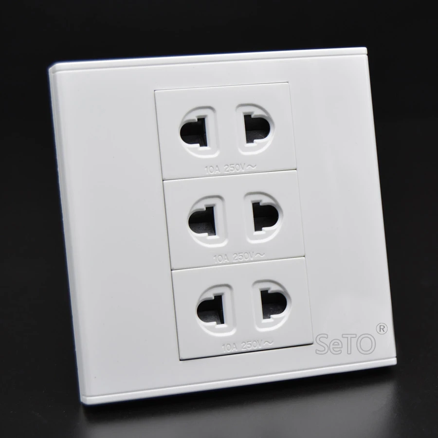 SeTo 86 Type Three Ports 10A250V Two Hole Power Socket Wall Plate Keystone Faceplate | Обустройство дома