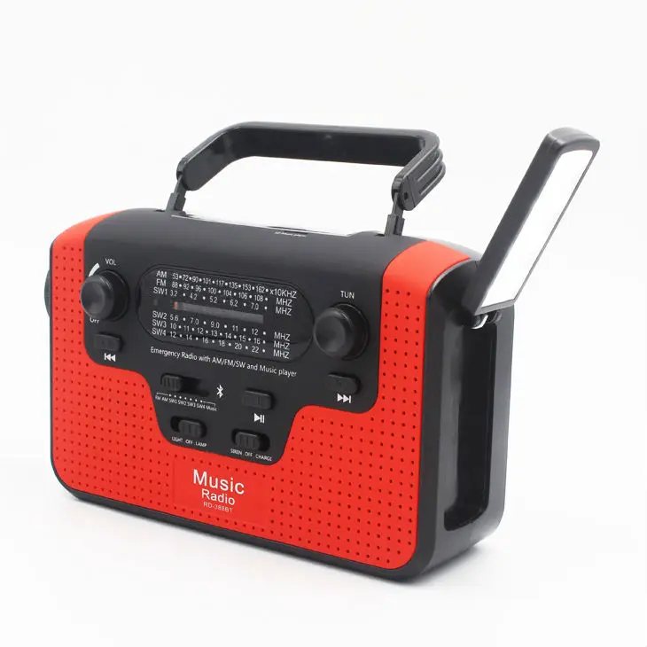 Многофункциональный Динамо FM/AM/SW1-SW4(TF карта) радио Ручной Солнечный радио Bluetooth динамик USB зарядное устройство для телефона светодиодный фонарик