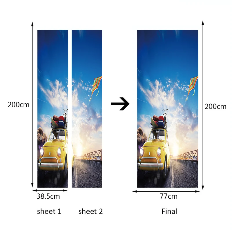 2 шт./компл. наклейки на дверь облака автомобиля змеи пейзаж стиль обои спальня