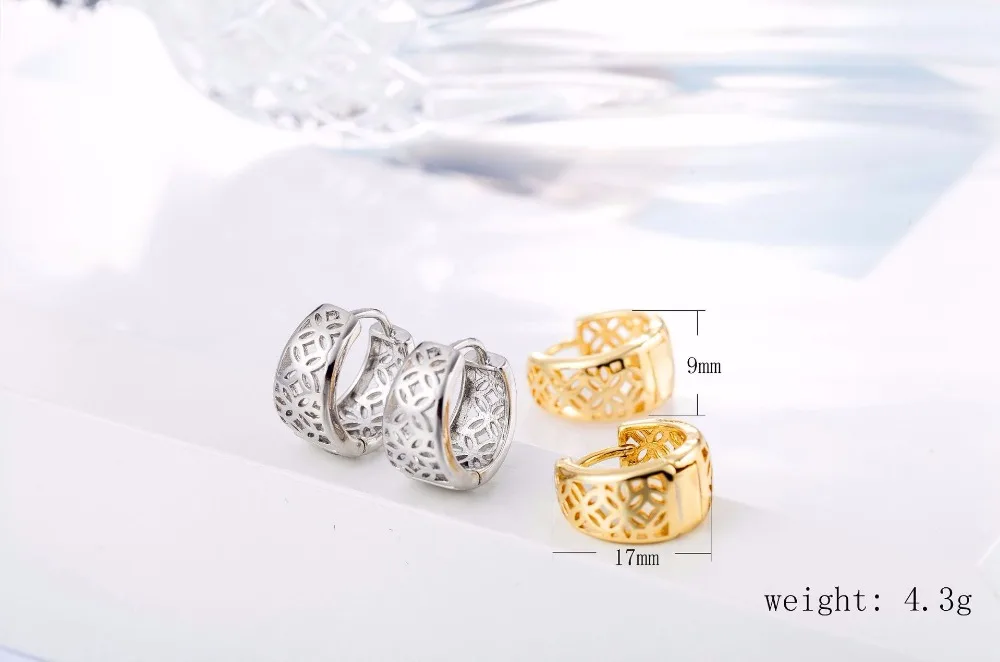 2021 Fashion Hollow Gold Earrings For Women Jewelry Trendy Hoops Lady Silver Plated Flower Earring Bijou Mother Gift | Украшения и