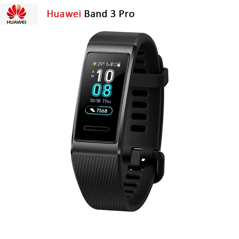 Оригинальный Смарт-браслет Huawei Band 3 Pro GPS металлическая рамка Amoled полноцветный