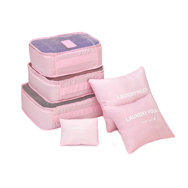 Small Pink RUPUTIN 6 шт./компл. багаж путешествия Органайзер сумки Водонепроницаемый проекта упаковки косметики, органайзер для сумки для путешествий Одежда Туристические сумки - Цвет: Small Pink