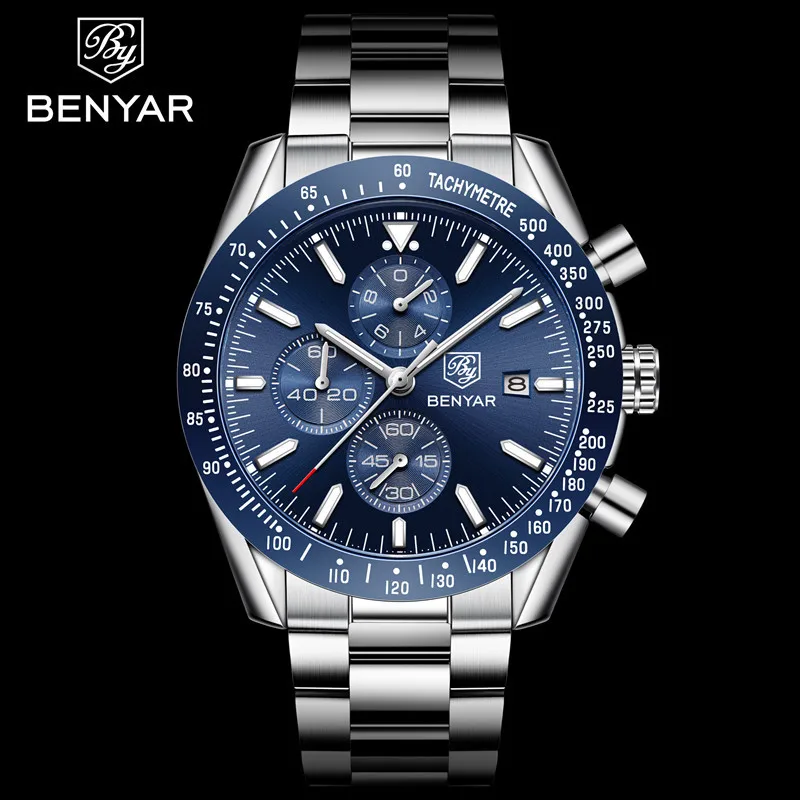 2019 BENYAR Men Luxury Brand To Business Steel Quartz Watch Casual Waterproof Male Wristwatch Relogio Masculino | Наручные часы