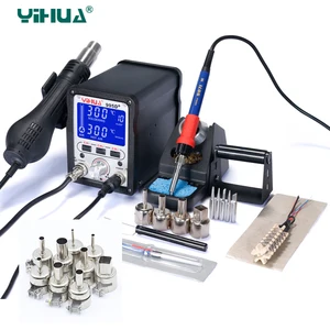 Паяльная станция YIHUA 995D +, с улучшенным видением, Подключаемая, горячим воздухом, ЖК-дисплей, паяльная станция SMD, сварочный инструмент