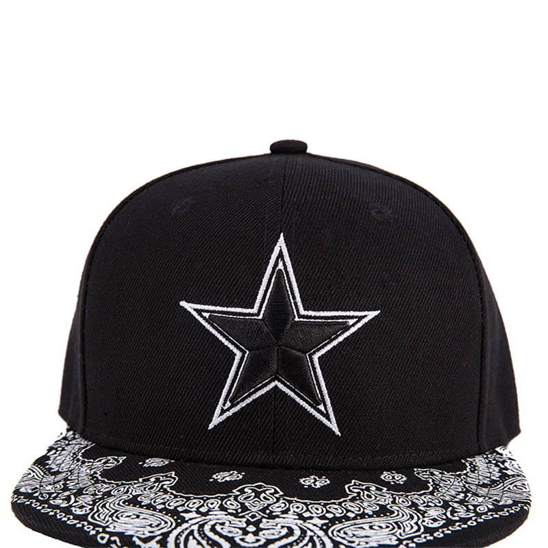 Бейсболка с пятиконечной звездой холщовая принтом и вышивкой Кепка в стиле хип