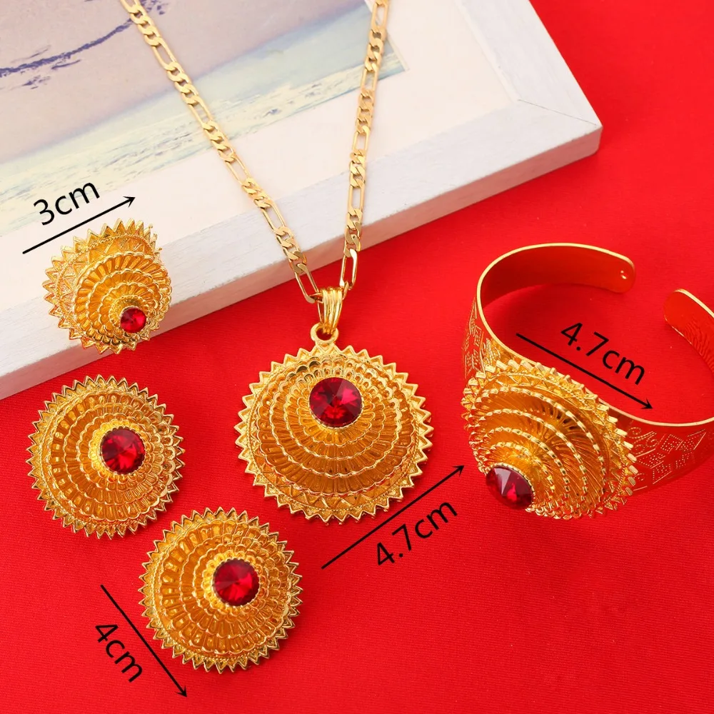 Романтические наборы камней 24 каратного золотого цвета Эфиопский красный