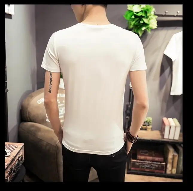 Лидер продаж 2017 модная мужская Базовая футболка с короткими рукавами облегающая