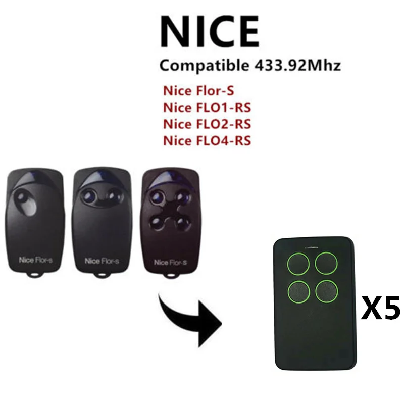 5 X FLO2R S Nice FLOR передатчики дистанционного управления Дубликатор пульта Flors|Пульты