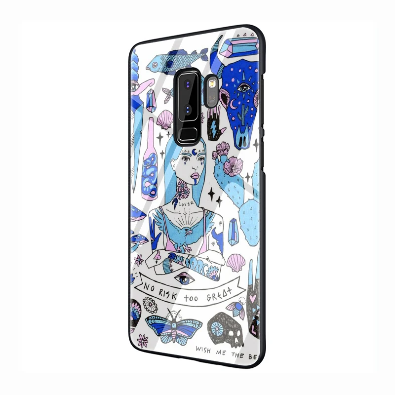 G9 Girly пастельных ведьмы закаленное Стекло мягкий чехол для телефона для samsung Galaxy S7 край S8 S9 S10 Note 8, 9, 10, плюс A10 20 30 40 50 60 70 - Цвет: G9