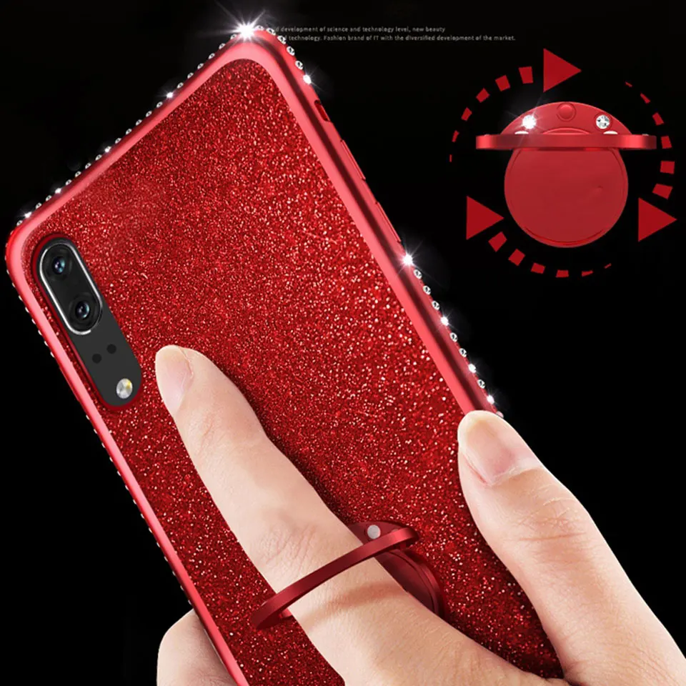 Алмазная Магнитный чехол с кольцом держателем для пальца на Honor 8X 7X huawei P20 Lite