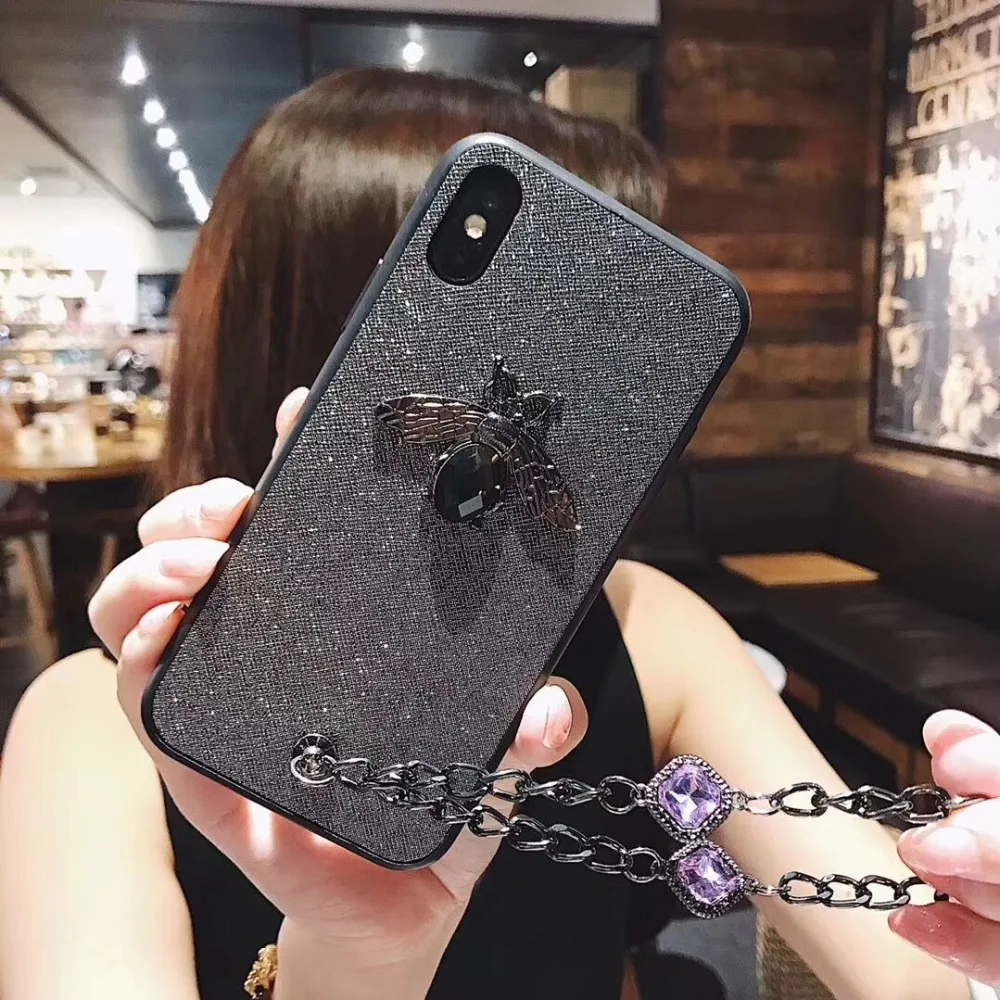 Hazy beauty для iPhone X XS чехол MAX XR Роскошные блестящие пчёлки узорные жесткие чехлы