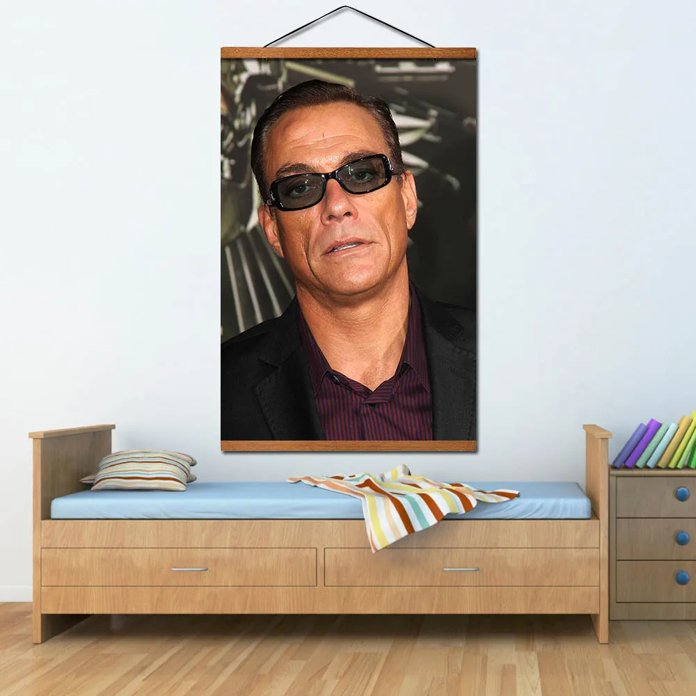 Jean-Claude Van Damme Poster Hanging Scroll Canvas Painting With Solid Wood Decoration
