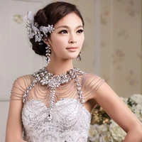 long crystal necklace chains vintage luxury wedding jewelry bridal shoulder strap jewellery chain accessories for women