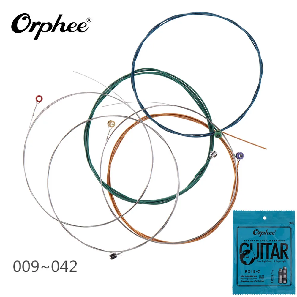

6pcs/set Orphee Electric Guitar Strings Set 009-042 Multi Color Nickel Steel Alloy String with Great Bright Tone & Super Light