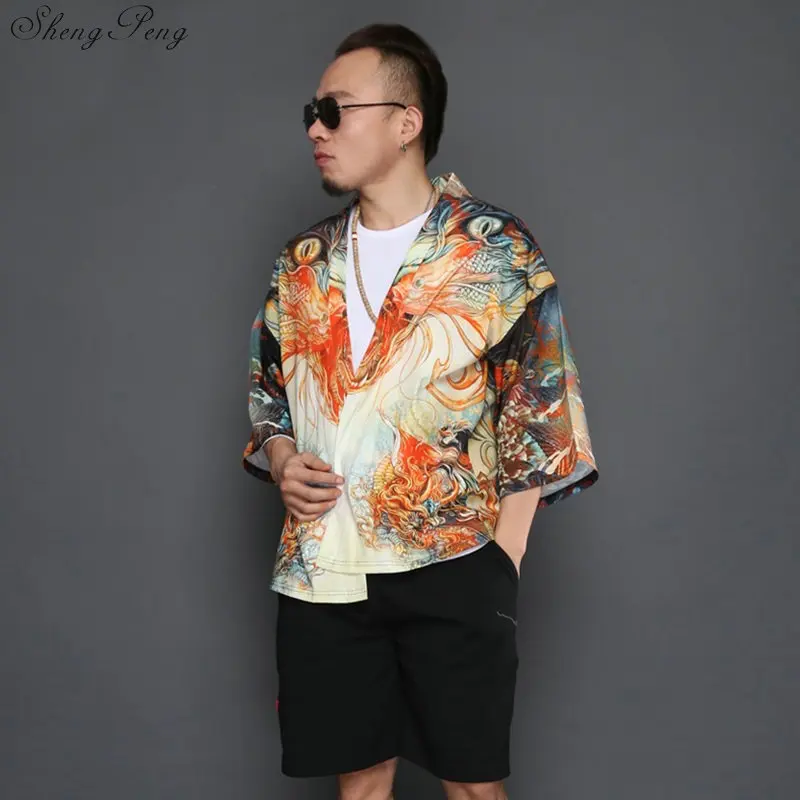 Кимоно yukata kimino haori кимоно для мужчин черный японский топ с принтом Япония