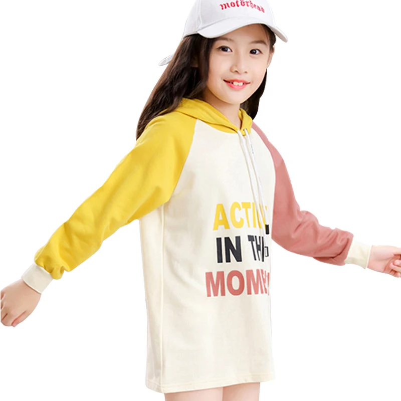 2019 Fashion Mini Patchwork Letter Children Dress Baby Casual Cotton Cartoon Kids Girls Hoodies Clothes for Spring Autumn Summer | Детская