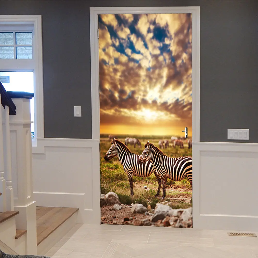 Креативные 3D наклейки Зебра в сумерках водонепроницаемые обои самоклеящаяся