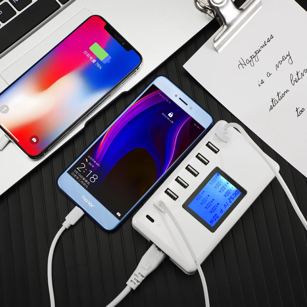 AIXXCO 8A USB зарядное устройство светодиодный дисплей 8 портов 40 Вт Тип c PD Быстрая зарядка для iPhone iPad samsung huawei Xiaomi