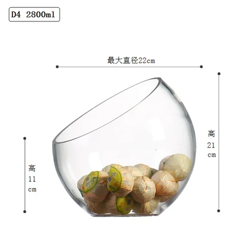 D4(2800ml) Европейская креативная стеклянная прозрачная Фруктовая тарелка для закуски, Салатница с наклонным ртом, горячий горшок, магазин, посуда, контейнер mx6271202 - Цвет: D4(2800ml)
