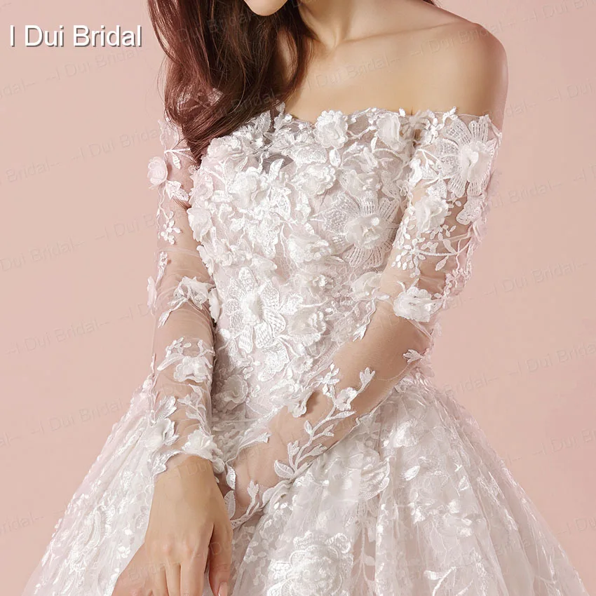 Off Shoulder Wedding Dress Luxury Floral Lace Unique Design New Arrival High Quality