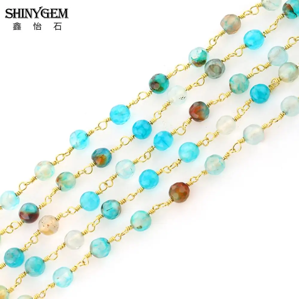 ShinyGem позолота Радуга Натуральный камень бусы 6 мм граненый круглый красочные
