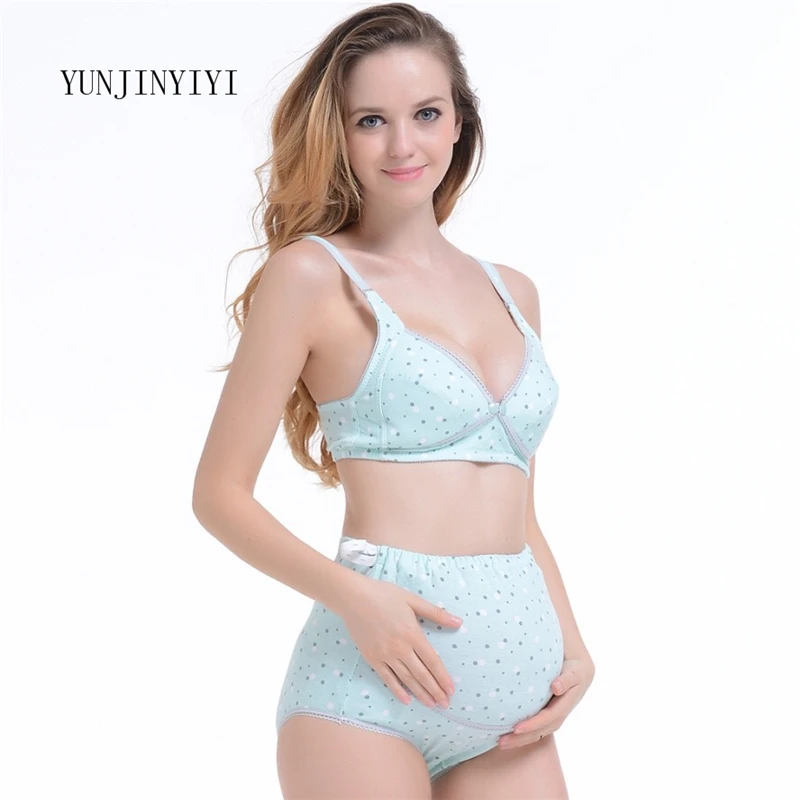 

Bra+Panties Set Cotton Pregnant Brassieres Maternity Pregnancy Breast Feeding Bras For Women Panties Underwear Mother Clothes