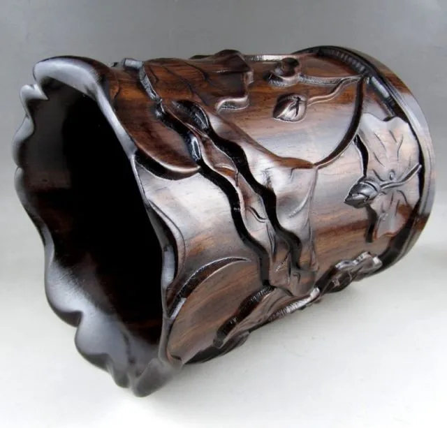 Beautiful Chinese Unique HuaLi Wood Carved Brush Pot | Дом и сад