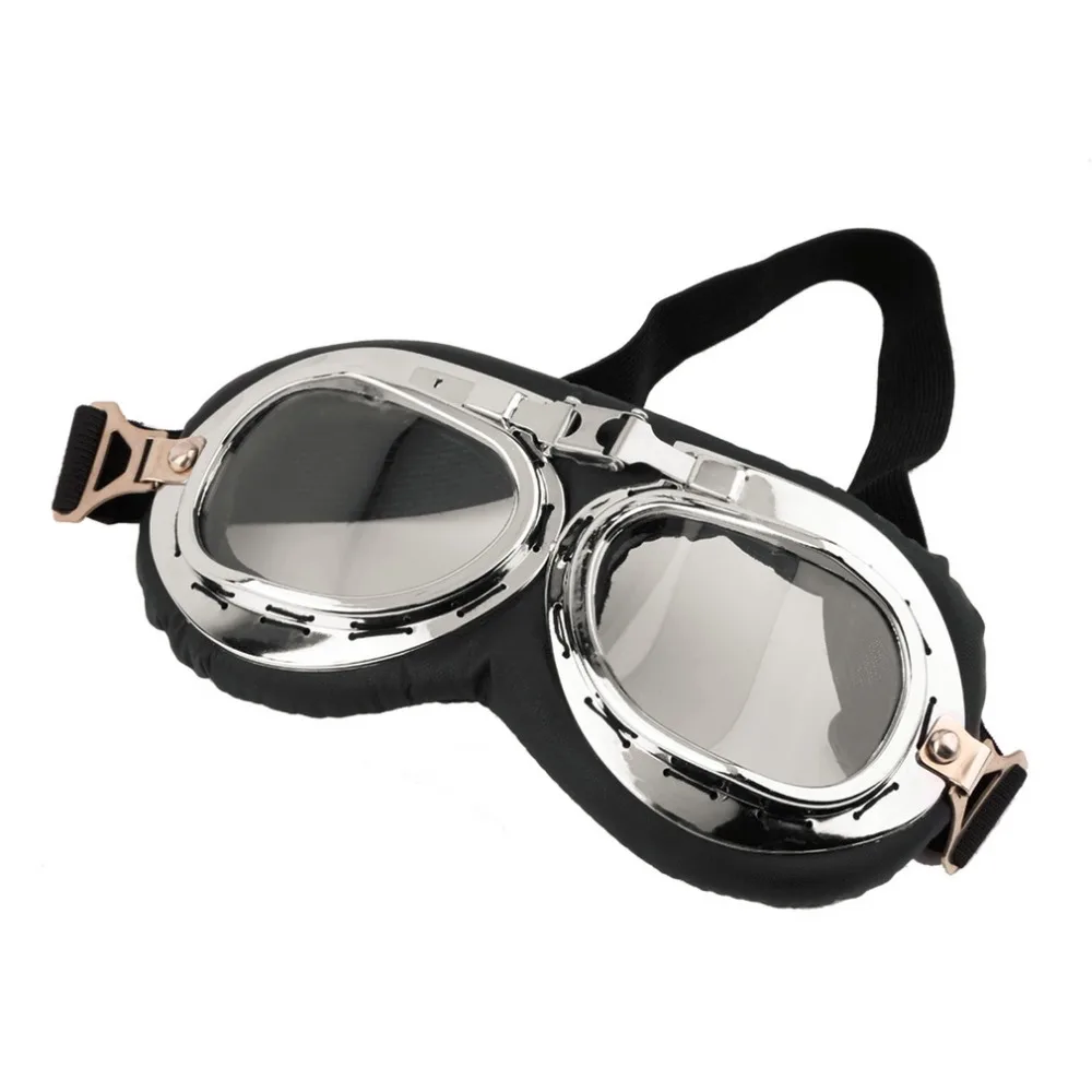 Anti-UV Vintage Motorcycle Goggles Pilot Biker Helmet Sunglasses Scooter Cruiser ATV Glasses Off-Road Motocross Racing Eyewear 1x silver vintage motocross goggles anti uv scooter motorcycle glasses atv skiing cycling off road eyewear sunglasses brown lens