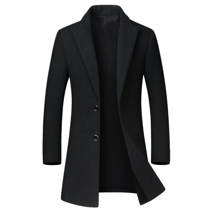 

Winter Wool Jacket Men's High-quality Wool Coat casual Slim collar wool coat Men's long cotton collar trench coat