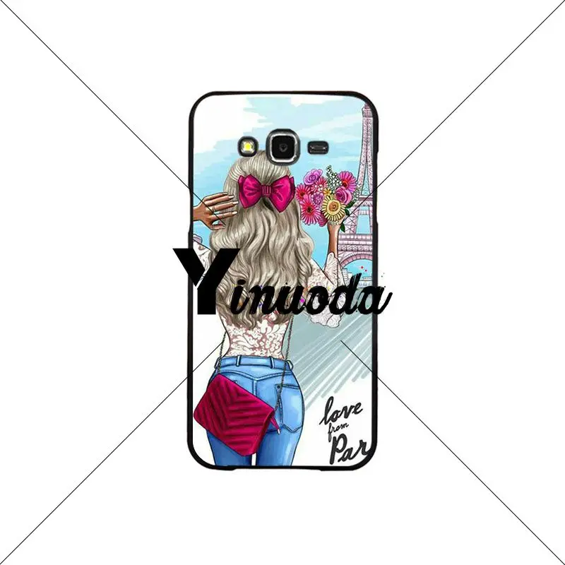 

Yinuoda Black Brown Hair Baby Mom dad Girl Queen Fundas Phone Case Cover For Samsung J2 PRIME J2 Pro J4 puls J7 2017 J8 2018