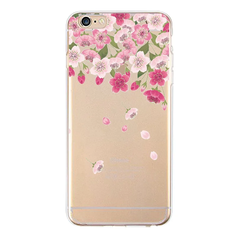Милый цветочный мягкий прозрачный чехол для телефона из ТПУ iPhone 4/4S 5 5S 6 6plus 7 8plus x