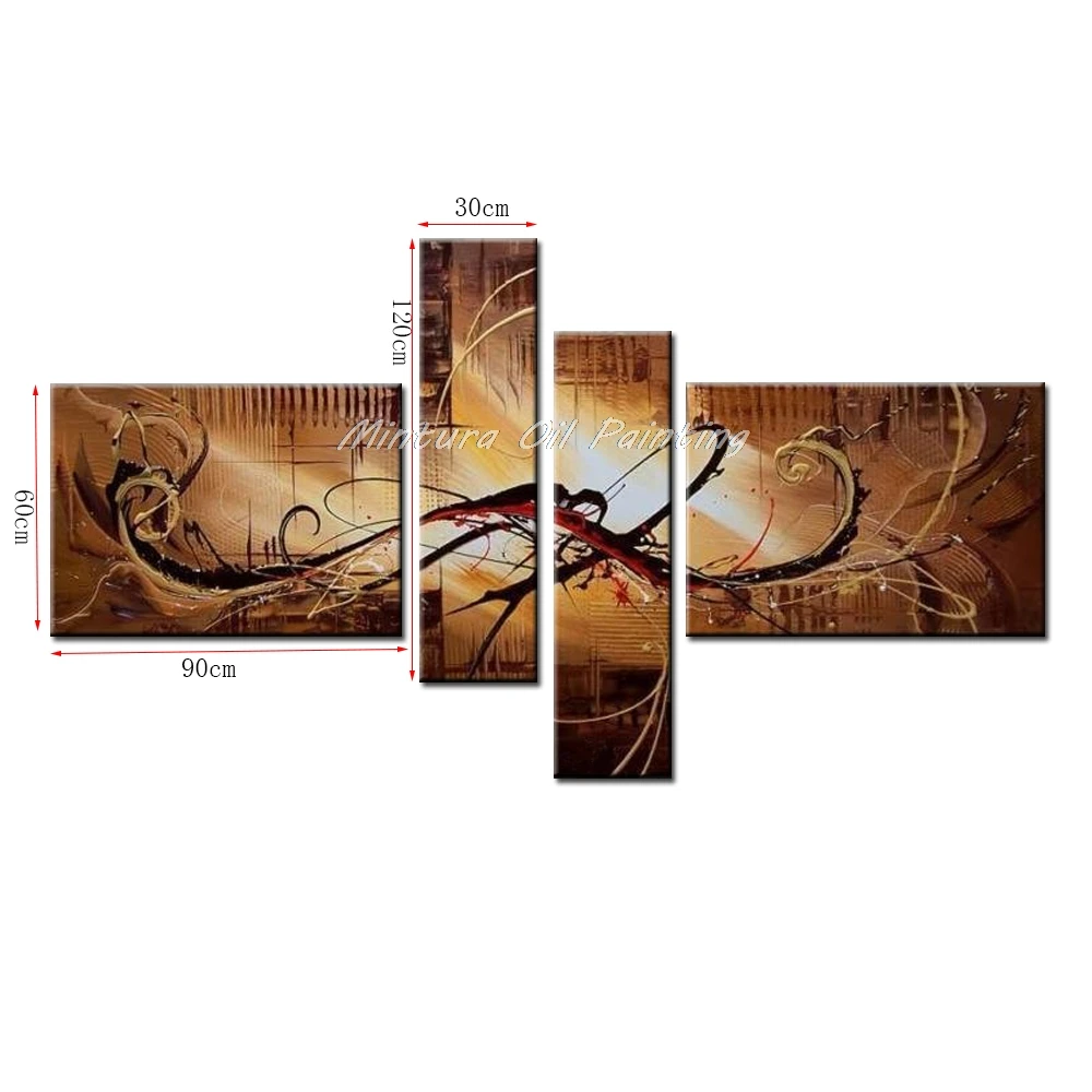 

Arthyx Art 4Pcs Hand Painted Abstract Oil Paintings On Canvas Modern Art Abstract Pictures For Living Room Home Decoration