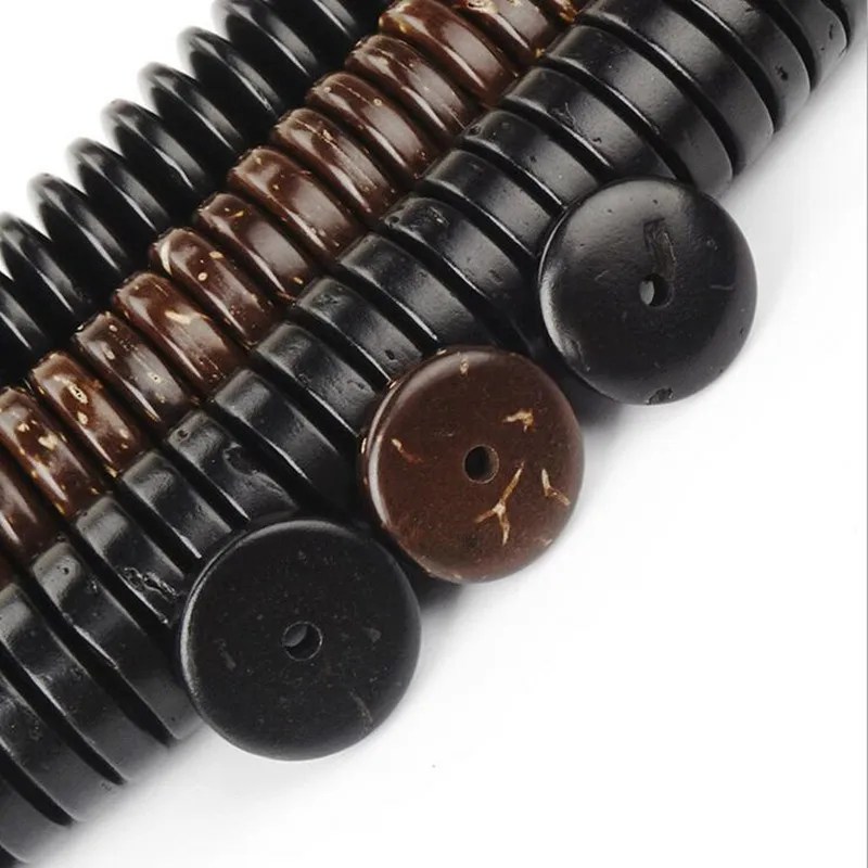 

1Strand(approx 108pcs) 10mm Natural Woods Coconut Shell Spacer Beads Flat Round Beads fit DIY Bracelet Jewelry Making Z503