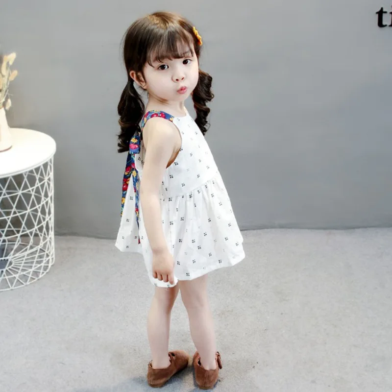 COOTELILI Linen Flower Vest Dresses Kids Girls Party Princess Daughter Baby Dress Children Clothing 90-120cm | Детская одежда и