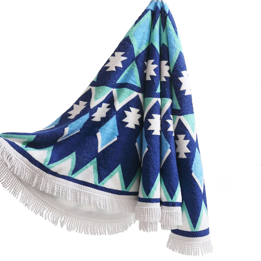 Новинка 2016 летнее большое круглое пляжное полотенце из хлопка с принтом и