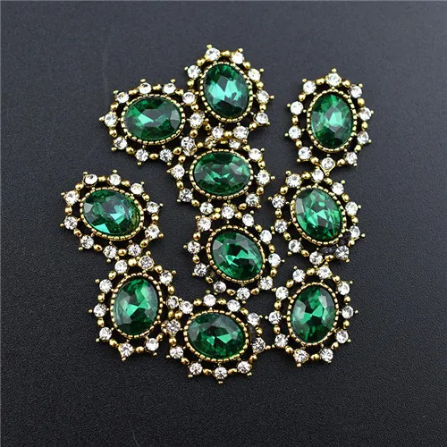 10PCs-Diamond-Green 10 шт. Топ 3D очаровательные Стразы для украшения ногтей, Кристальные стразы, алмазные камни, драгоценные камни, ювелирные изделия для ногтей, аксессуары, Новое поступление, сплав - Цвет: 10PCs-Diamond-Green