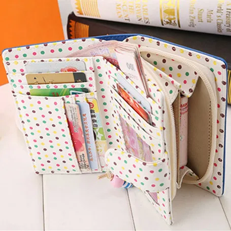 Новые модные женские кошельки карамельных цветов в горошек кожаный маленький