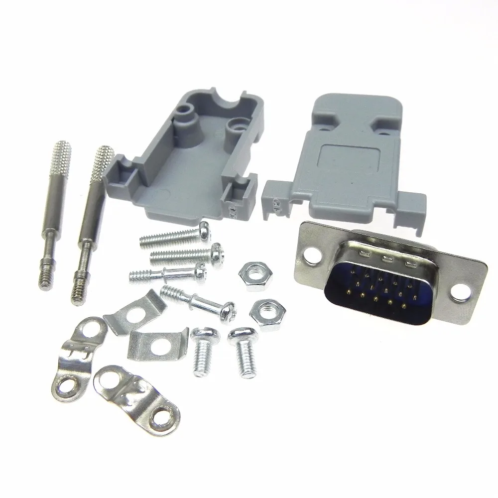 DB-15pin male soldering type connector plastic socket outer casing together with screws set | Обустройство дома