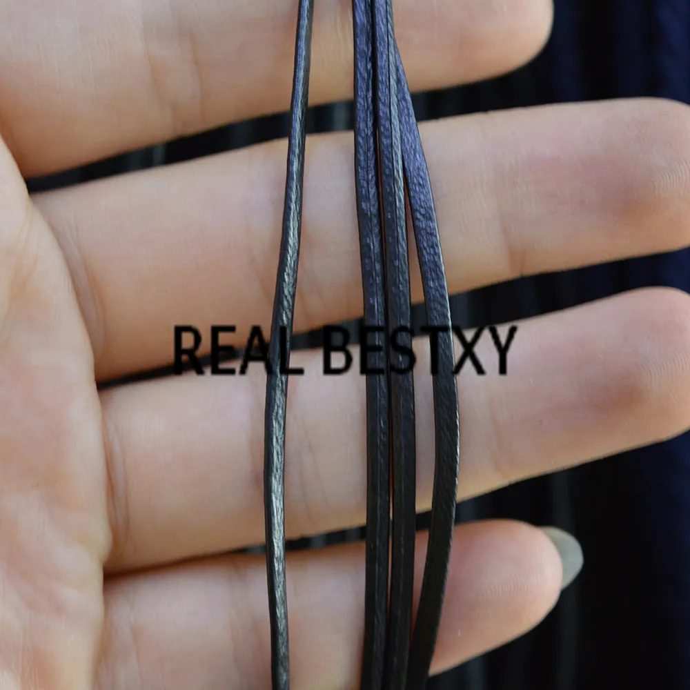 Настоящее BESTXY 100 м/лот супер волокна кожаные шнуры 2*1 мм черный кожаный ремешок