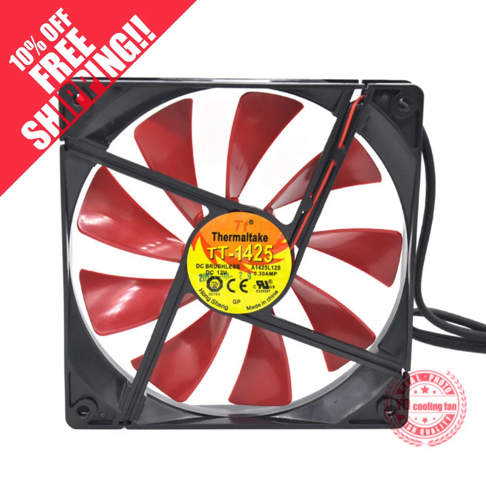 EVERFLOW Thermaltake TT 1425B 14 см 1425 14025 тихий охлаждающий вентилятор A1425L12S 12 В 0.3A|cooling fan|thermaltake
