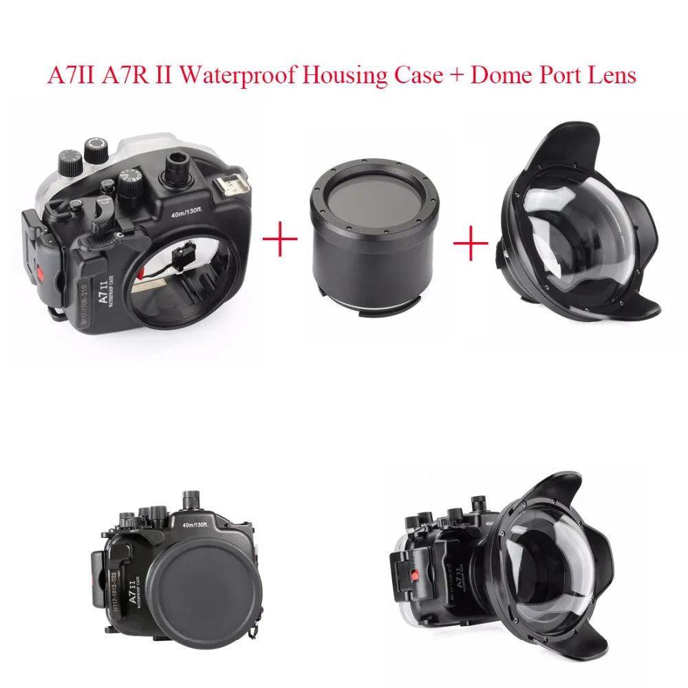 

Meikon A7II A7R II Waterproof Housing Case 40M 130ft For Sony A7 A7R A7S II + Dome Port Lens,SeaFrogs WA-5 Wire Angle Dome Port