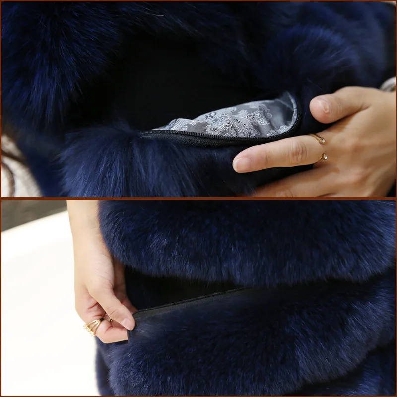 2019autumn And Winter New Autumn And Winter Fur Coat Fox Fur Long Section Horizontal Coat Sleeves Detachable Vest Slim Slim Coat
