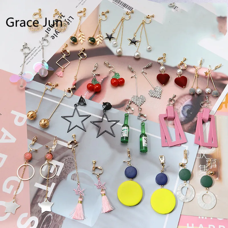 Серьги клипсы GRACE JUN 10 пар популярные студенческие геометрические серьги без