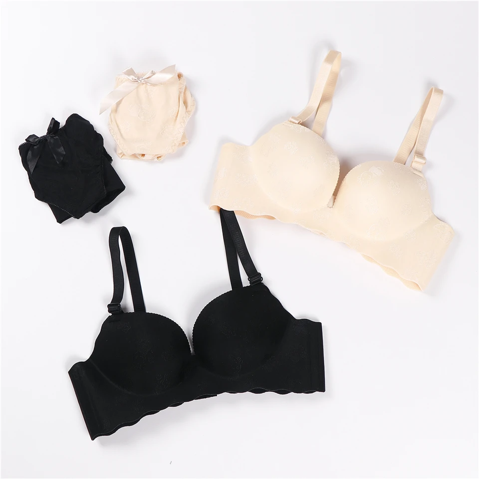 New Lingerie Bra Set Sexy Underwear Women seamless one-piece Black Skin Seamless Push Up Panties Bralette | Женская одежда
